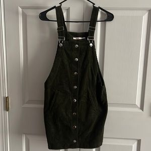 Olive Corduroy Overall Dress!